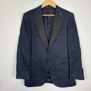 Suitsupply Tuxedo Jacket Mens 38R Navy New Verona Peak Lapel Linen Cotton